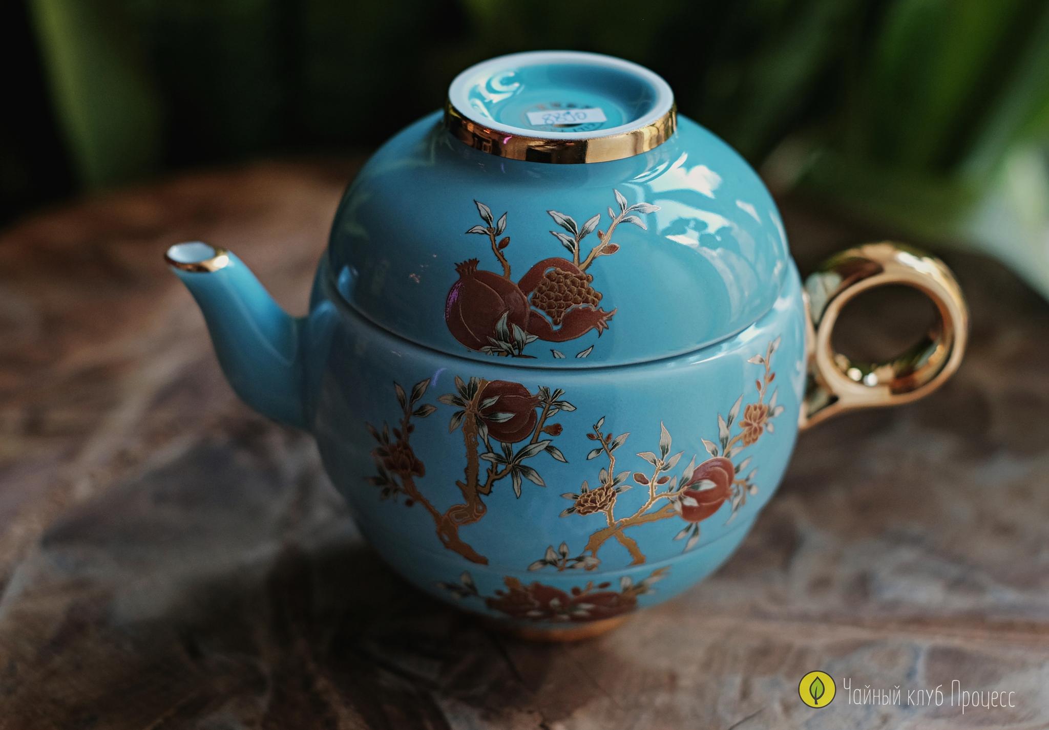 Дорожный набор посуды "Золотой гранат" в бирюзовом