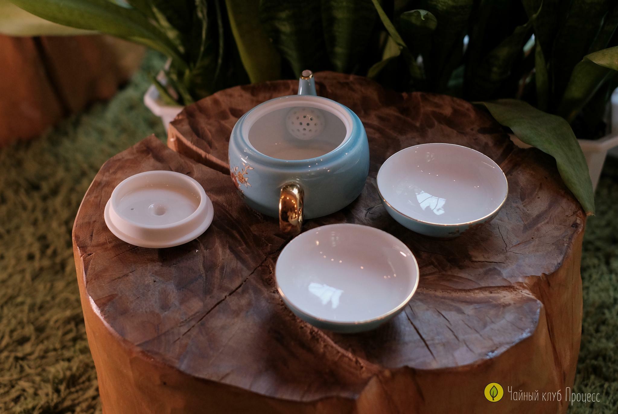 Дорожный набор посуды "Золотой гранат" в бирюзовом